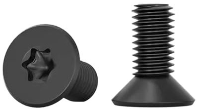 Drenky Senkkopfschrauben Torx 20 Stück, M5 x 12mm Schwarz Edelstahl A2 V2A Maschinenschrauben Standard Quincunx Senkkopf Schrauben Vollgewindeschrauben für Maschinenausrüstung und Wohnmöbel