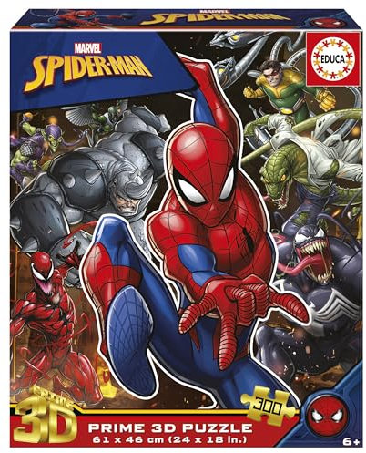 Educa Puzzle mit 300 Teilen mit linsenförmigem 3D-Effekt, Spider-Man 3D-Linsenpuzzle, Jungen und Mädchen, ab 7, 8, 9 Jahren (20049)