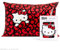 Kitsch Kissenbezug aus Satin mit Hello Kitty-Motiv, Reißverschluss für Haar und Haut, weicher als Seide, maschinenwaschbar, knitterfrei, glatt, Queensize-Größe, Kitty badet in einem Meer von Schleifen