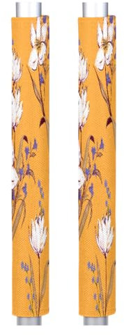 GeMeFv Set di 2 coperture per maniglie della porta del frigorifero, decorazione floreale moderna per la cucina, protezione per frigorifero, microonde, lavastoviglie, coperture antiscivolo (bianco