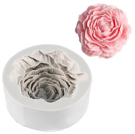 Aublinto Silikon-Kerzenformen-Set,4D-Pfingstrosen Silikonharz-Seifenformen, Blumen-Fondant-Silikonform für handgefertigte Kuchendekoration, Schokolade, Epoxidguss, Harz, Handwerk