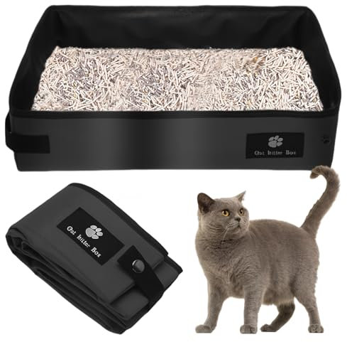 SPORWAY Caja de Arena para Gatos: Arenero de Viaje para Gatos Plegable, Caja de Aseo para Gatos, Caja de Arena para Gatos Portátil para Viajes Aire Libre con Mascotas - 45 x 35 x 12,5cm