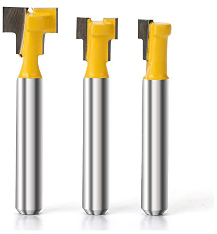 Yueqing Zhongji Keyhole router bit 1/4 shank-6.35MM Shank - 5/16 & 3/8 & 1/2 Inch Blade Diameter, 1/4 Inch Shank T track router bit T-slot bolts keyhole bit Keyhole Router Bit Set 3pcs