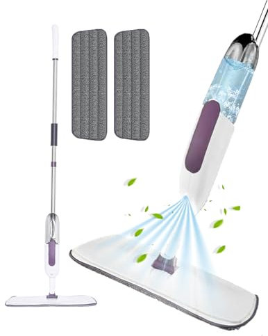 MEOWN Spray Mop for Floor Cleaning | 𝟑𝟔𝟎° 𝐒𝐰𝐢𝐯𝐞𝐥 𝐇𝐞𝐚𝐝, 2 Reusable Microfiber Pads, and Refillable Bottle | Efficient Wet & 𝐃𝐫𝐲 𝐌𝐨𝐩 for Hardwood, Tile, Laminate Floors (PURPLE)
