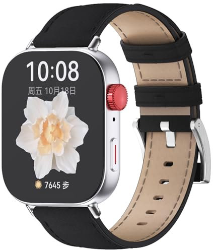 MIJOBS Lederarmband kompatibel mit Huawei Watch Fit 3/4/4Pro Ersatzarmband für Smartwatch Armband Elegant, klassisch und stilvoll Lederarmbänder für Frauen Männer