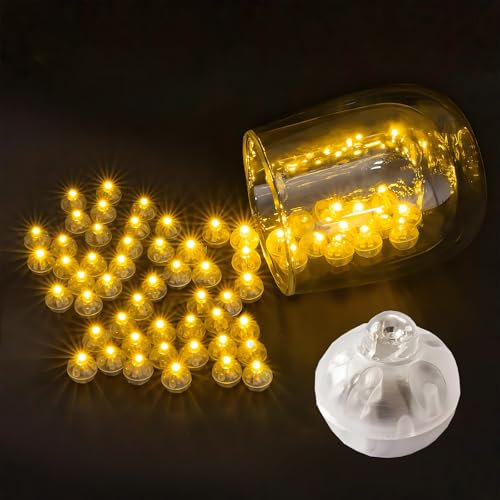 behone Ballonlichter,100 Stück led ballons,Mini led licht,Led ballonlichter,Leuchtkugeln für getränke,Led luftballons leuchtend,für Geburtstag Hochzeit Weihnachten Neujahr Karneval Dekor（Gelb）