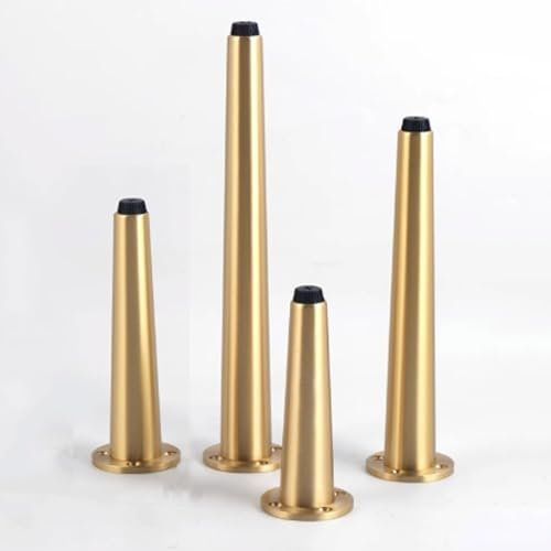 Lot de 4 Pieds de Meubles en Métal Pieds D'Armoire Réglables en Laiton Pieds de Table Basse Coniques Pieds de Placard de Salle de Bain pour Armoire Armoire TV (10 Cm (3,9 Pouces))