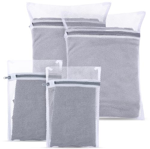 JIEYAO Wäschesäck für Waschmaschine,4 Stück Netz Wäschebeutel Mesh Wäschesacke Wäschenetz mit Reißverschluss 30x20cm 40x30cm für Unterwäsche BHs Socken Babykleidung Masken