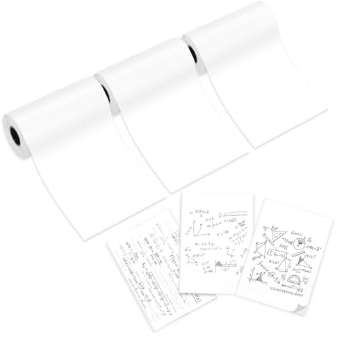 Lot de 3 rouleaux de papier autocollant thermique pour imprimante T02/M02S/Y02S, mini imprimante - Conservation de 10 ans - Blanc - Compatible avec la mini imprimante Phomemo T02 - Pour photos,