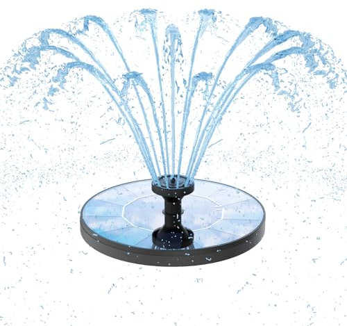 AISITIN 3,5W LED Solar Springbrunnen für Außen mit 3000mAh Akku und Nur Nachtarbeit, Solarbrunnen für Draussen mit Verschiedene Sprüh Effekten, mit Rotierende Kristallkugel, für Garten,Teich,Vogelbad