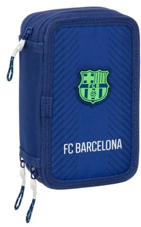 safta FC Barcelona Navy Blue Schulmäppchen mit 37 nützlichen Utensilien, Federmäppchen für Kinder, ideal für Kinder von 5 bis 14 Jahren, bequem und vielseitig, Qualität und Widerstandsfähigkeit, 12,5