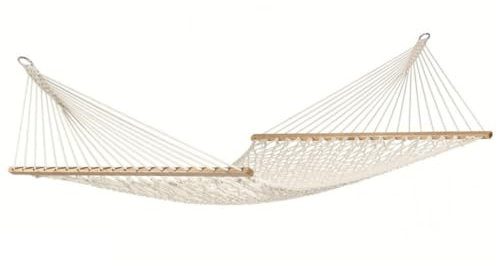 Tempotech ® Hamaca De Macramé con Madera, 270 x 80 cm 90 Kilos Blanca - con Bolsa De Transporte - Hamacas Jardin y Camping - Hamaca Colgante - Accesorios Camping - Plegable