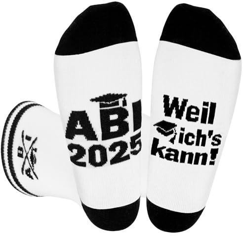DPKOW Abitur 2025 Geschenke ABI 2025 Socken Abschluss Geschenke zum Bestandenen Abitur, Tennissocken Abiturgeschenke Weil ich's kann! Bedruckte Socken für Jungen Mädchen
