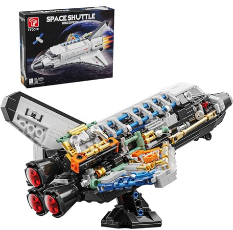 TYCOLE Space Shuttle Bauset 536 Teile für Kinder und Erwachsene | Weltraum Spielzeug mit Ausfahrbarem Satellit & Durchsichtigem Design Geschenke Mädchen Junge 6 Jahre Geburtstag Weihnachten