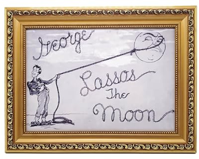 It's a Wonderful Life George Lassos The Moon A4-Druck, goldgerahmt, bildgenaue Zeichnung, fertig zum Aufhängen oder Präsentieren