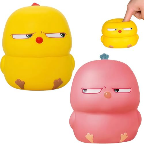 2 Stück Stressball Erwachsene, Stressball Spielzeug, Stretchspielzeug für Kinder und Erwachsene, Langsam Steigend Interessant, Geeignet als Geschenk für Freunde, Klassenkameraden(Gelb + Pink)