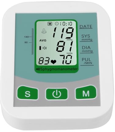 Vaguelly Automatisches Oberarm Blutdruckmessgerät Betrieben mit 4 Aaa Batterien mit Lcd Anzeige und 99 Speicherplätzen Abs Material für Präzise Blutdruckmessung Zuhause