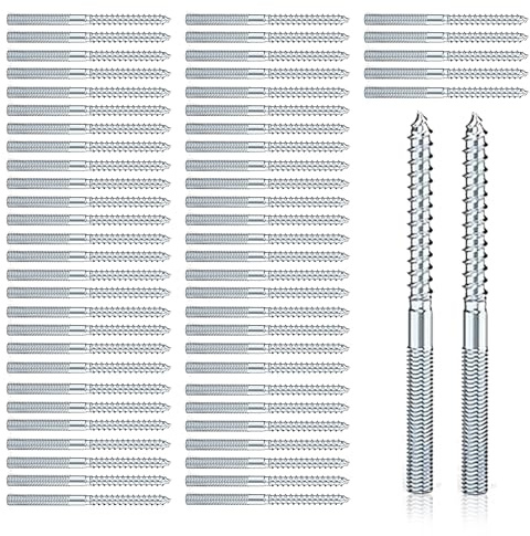 60 Pezzi Vite a Doppio Filetto M6 x 80 mm: Bulloni di Sospensione Torx, Viti per Tasselli a doppia Estremità, Viti a Doppia Filettatura Fissaggio Prigioniero per Montaggio Mobili, Legno e Tasselli