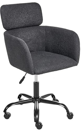 Beliani Modern Swivel Office Chair Armchair Adjustable Height Boucle Black Alena