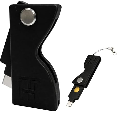 Schutzhülle für YubiKey 5 NFC & 5C NFC mit Schlüsselband drehbar (Schwarz) | Stoßfest, robuster Kunststoff, kompatibel mit YubiKey (ohne Sicherheitsschlüssel)