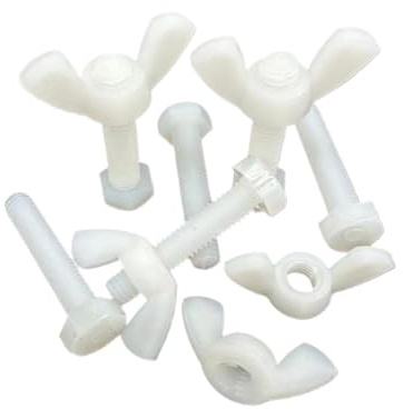 eufeifeiegds BULLONE IN PLASTICA BIANCA A TESTA ESAGONALE VITI DI FERMO COMPLETAMENTE FILETTATE CON DADI A FARFALLA M3 M4 M5 M6 M8 M10 M12 wefeiegds(200mm,M10(3sets))