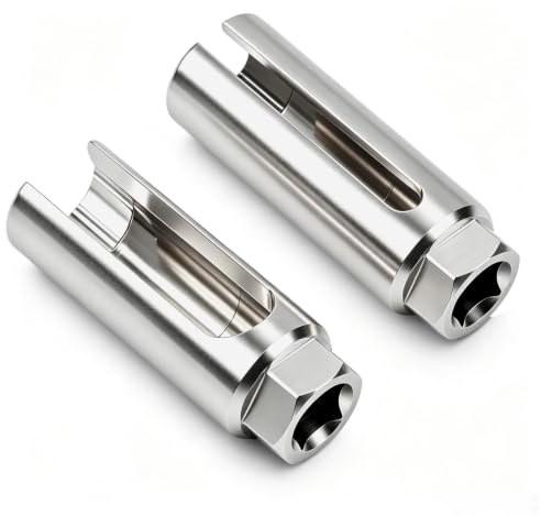 2 Stück Lambdasonden Schlüssel, 22mm Sauerstoffsensor-Stecknuss 1/2 Universal Sauerstoffsensor Entfernung Buchse Auto Lambdasonde Werkzeug mit Breitem Seitenausschnitt