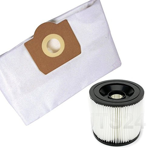 DeClean Staubsaugerbeutel Filtertüten Saugbeutel und Lammelenfilter Rundfilter Filter kompatibel mit Kärcher Modell 10 Vlies Beutel + 1 Filter MV 3, WD 3200, WD 3500 P.u.M,WD 3.200,WD 3.500