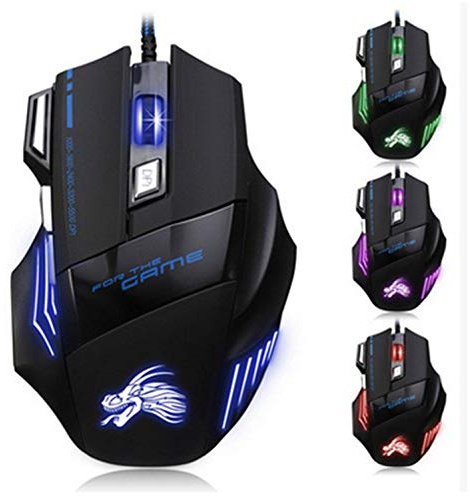 Shot Case - Souris Gamer pour YONIS PC avec Fil USB LED Filaire Ordinateur Gaming Universelle Capteur Optique 6 Boutons