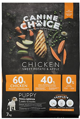 Canine Choice Super Premium Puppy Trockenfutter für Hunde – kleine & mittelgroße Rassen Huhn 7 kg | 60% frisches Huhn, getreidefreies, hypoallergenes Trockenfutter mit Süßkartoffel & Apfel |