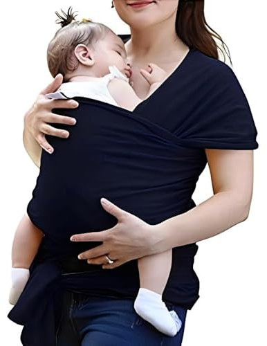 VOARGE Tragetuch, schwarz, für Babys und Kleinkinder bis 16 kg, Unisex, Vorder- und Rückseite, maschinenwaschbar, gleichmäßige Gewichtsverteilung