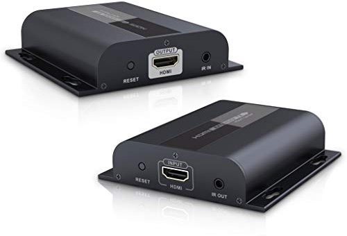 PremiumCord HDMI Extender bis zu 120m über LAN, TCP/IP, HDBitT, 1 Sender an viele Empfänger, Metallgehäuse, Kompatibel mit Full HD 1080p, 3D, Dolby-True HD