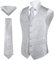 HISDERN Hochzeitsweste herren Blumen Hochzeit Silber-Grau Weste Krawatte Einstecktuch Taschentuch Jacquard Weste Anzug Set