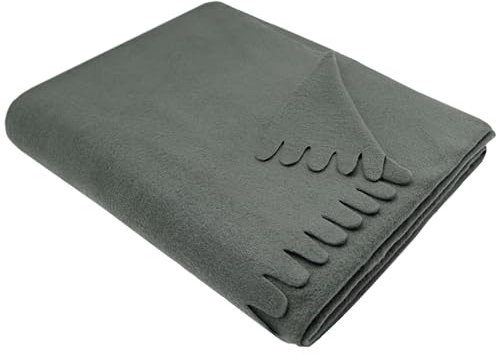 ZOLLNER Kuscheldecke in 130x170 cm - kuschelige und langlebige Fleecedecke - waschbar bis 60°C - wunderschöne Wellenkanten - antistatisch - Polyester - in anthrazit - Oeko Tex® Zertifiziert