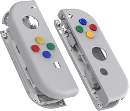 eXtremeRate Cover Joycon Scocca Tasti DIY Ricambio per Nintendo Switch/Switch OLED,Shell Grip Custodia Case Guscio Pulsanti per Joystick Controller,Senza Joycon-Rapsodia Viola