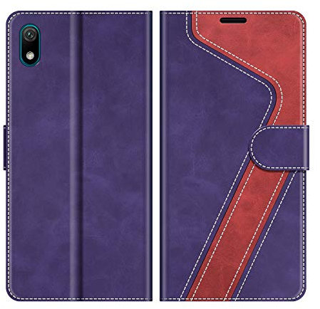 MOBESV Coque pour Huawei Y5 2019, Housse en Cuir Magnétique Fonction Stand Étui pour Huawei Y5 2019 / Honor 8S, Violet/Rouge