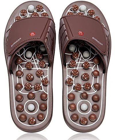 BYRIVER Masajeador de fascitis plantar, Zapatillas de masaje de pies de acupresión, Chancletas, Zapatos, Sandalias de reflexología regalo de relajación para mamá papá (03XS)