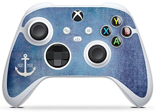 DeinDesign Skin kompatibel mit Microsoft Xbox Series S Controller Folie Sticker Blau Anker maritim