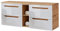 Lomadox Badmöbel Waschtisch-Unterschrank Set, Hochglanz weiß, Wotan Eiche Nb., 4 Softclose-Auszüge, 1 Regal, B/H/T ca. 141/61,5/46 cm