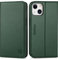 SHIELDON Case for iPhone 13, Shockproof Genuine Leather Wallet Case [Card Slots][RFID Blocking][TPU Shell][Kickstand] Magnetic Folio Flip Cover Compatible with iPhone 13 6.1 5G 2021, Midnight Green