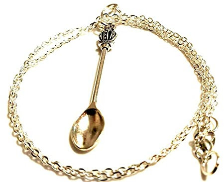 Royal Crown Spoon Necklace on a 24'' Silver Plated Chain Hippy Boho Festival Chef Cook Jewellery