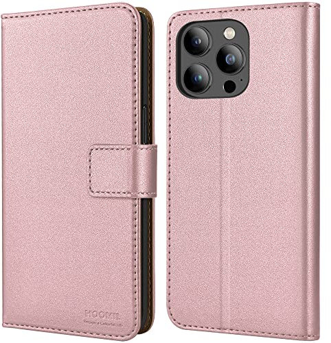 HOOMIL MagFlip Serie Handyhülle für iPhone 13 Pro Hülle, [2023 Handwerk Upgraded] Premium Leder Case Klappbar Schutzhülle für iPhone 13 Pro Tasche - Roségold