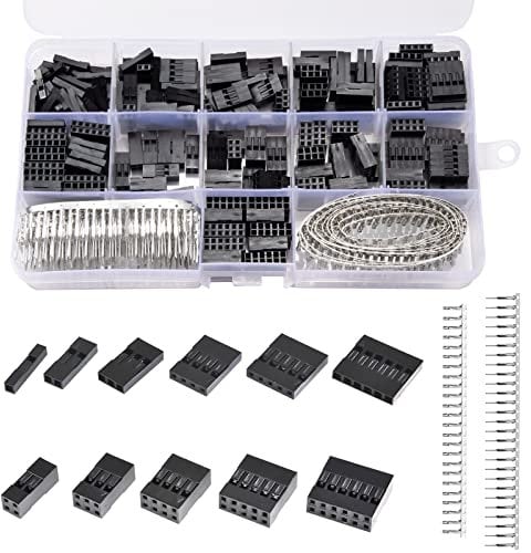 620 Pcs Dupont Connector Kit, 2.54mm Pitch 1 2 3 4 5 6 Pin JST SM Housing Connector, Dupont Male Female Crimp Pins with Dupont Wire/Cable Connectors Terminal Pin Header Plug Assortment Kit