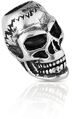 NKlaus Totenkopf - 925 Sterling Silber Bartperle Germanisch Keltisch Wikinger Goth 3561