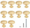 WEAVERBIRD Gold Door Handles 10PCS Cabinet Knobs 30MM Zinc Alloy Single Hole Drawer Kitchen Handles with Screws Round for Cupboard Wardrobe Furniture Brushed Brass Knobs