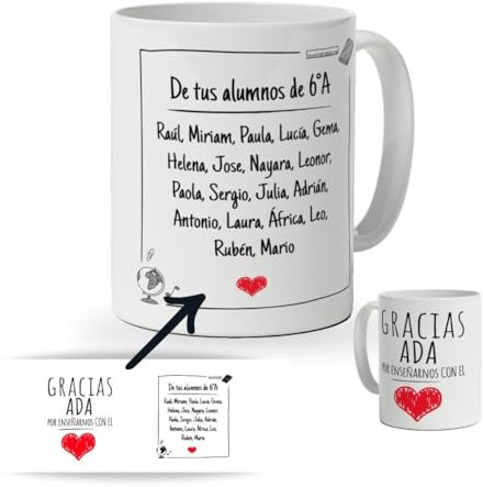 CUAC REVOLUTION Taza Personalizada con nombre para Profesores. Tazas de Desayuno personalizada Profesores. Regalo Original para Profes. Regalos Profes Navidad. Regalo fin de curso.