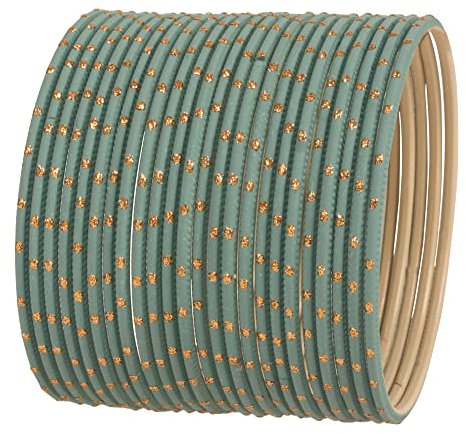 Touchstone „Colorful Bangle Collection“ Indische Bollywood Exklusive Goldene Glasur Pine Farbe Designer-Schmuck Besondere große Größe Armreifen. Satz von 24 für Frauen.