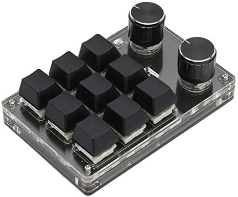 Annadue Programmierbare Tastatur mit 9 Programmierbaren Tasten, OSU Keypad 9 Tasten Gaming Tastatur, Tasten Kabelgebundenes USB/drahtloses Bluetooth, Dual Knob DIY Programmierbare