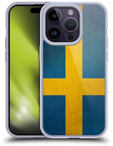 Head Case Designs Sweden Swedish Sverige Flag Vintage Fahnen Soft Gel Handyhülle Hülle kompatibel mit Apple iPhone 14 Pro
