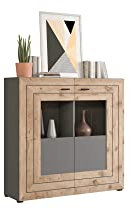 xonox.home - Highboard Freno 120x117x37 cm in grau Nb Absetzung Nox Oak Nb - Sideboard Kommode Stauraumschrank - modern, geräumig und funktional
