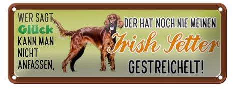 Femer Blechschild Spruch 27x10cm Irish Setter Hund gestreichelt Dekoration